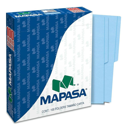 Folder Mapasa Tamaño Carta Color Azul 100pzs Pa0001