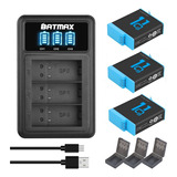 Kit 3x Bat P/ Gopro Hero Black 9 10 11 12 + Charge Usb New E