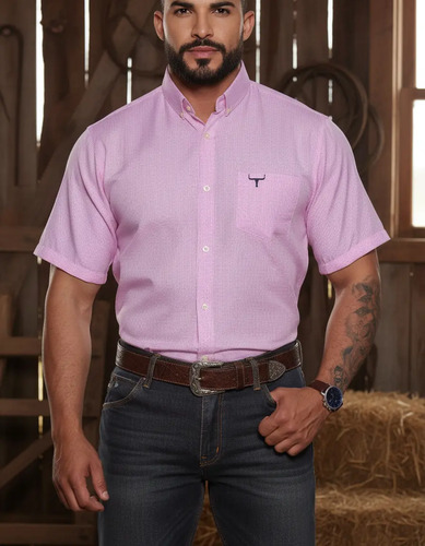 Camisa Micro Xadrez Country Manga Curta Com Bolso Confort | MercadoLivre