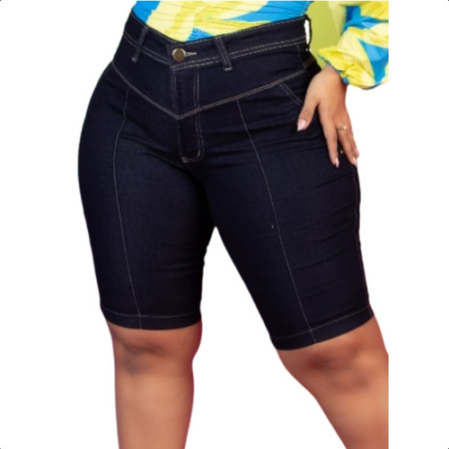 Bermuda Jeans Plus Size Feminino Cintura Alta