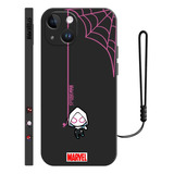 Funda De Silicona Diseño De Spiderman Para iPhone + Correas