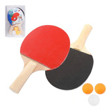 Raquete Tenis De Mesa Ping Pong + 3 Bolinhas Profissional Cor Preto E Vermelho