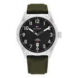 Reloj Tommy Hilfiger 1710593 Forrest Hombre Acero Tela 5 Atm Color De La Malla Verde Color Del Fondo Negro