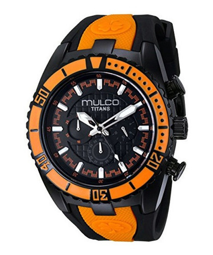 Reloj Mulco Titans Crono Naranjanegro Silicona Hombre *leer*