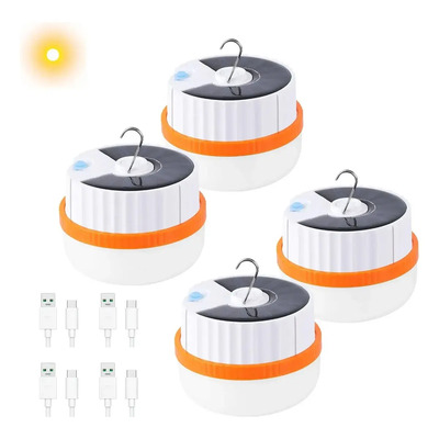 4pzs Focos Recargables Led Solares Emergencia Portatil Usb