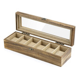 Caja Organizadora Porta Relojes 6 Espacios En Madera Beige