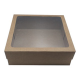 26 Caixas Kraft Com Visor De Presente 20x20x9cm Quadrada 