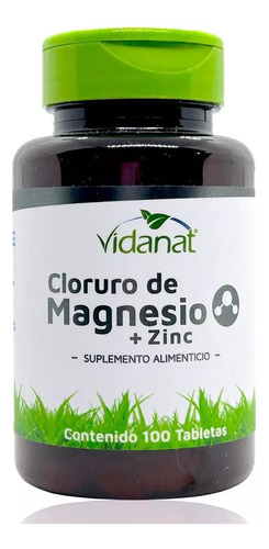 Cloruro De Magnesio Vidanat + Zinc 100 Cápsulas Vidanat