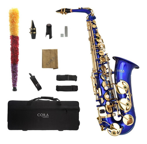 Saxofón Alto Azul/dorado Cora By L. America + Accesorios