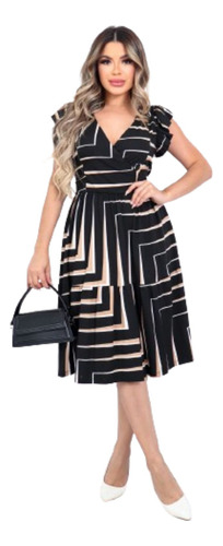 Vestido Midi Moda Evangélica Lindo Barato Malha Viscolycra 