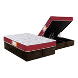 Cama Baú Queen: Colchão Espuma Castor D20 Sleep Max+box Crc