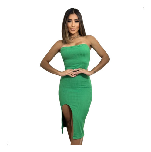 Vestido Midi Moda Feminina Fenda Lateral *já Vem Com O Bojo*