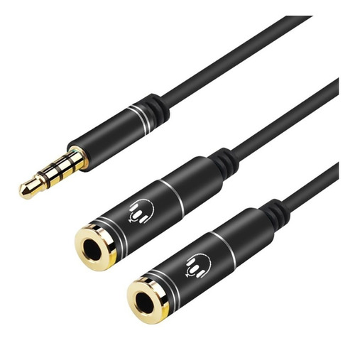 Cable Divisor Audio 3.5mm 3 Polos Macho A 2 Hembra Parejas Color Negro