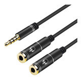 Cable Divisor Audio 3.5mm 3 Polos Macho A 2 Hembra Parejas Color Negro