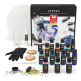 Arteza Kit De Pintura Acrlica Para Vertido, 14 Colores Brill