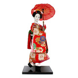 Estatua De Niña Geisha Japonesa De 12 Pulgadas, Rojo