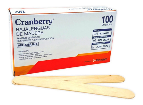 Bajalenguas De Madera Cranberry 100 Unidades