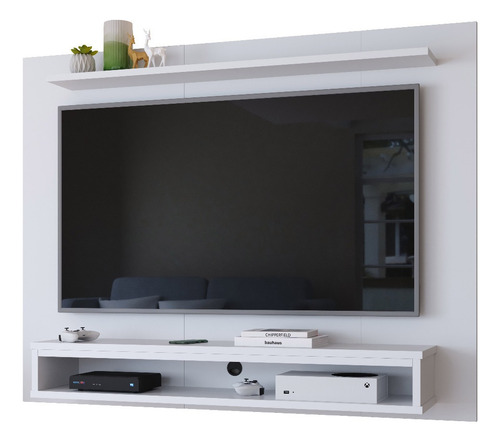 Painel Para Tv Navi Cor Madeira Rustica Cor Branco