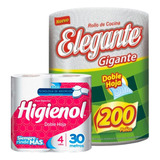 Papel Higiénico Higienol 30mt + Rollo De Cocina Elegante X6