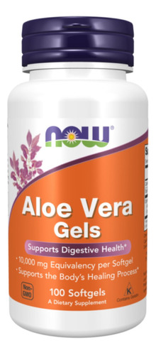 Suplemento Em Softgel Now Foods  Apoio À Saúde Digestiva Aloe Vera Gels 10.000 Mg Aloe Vera Aloe Vera Gels 10.000 Mg Em Pote De 75g