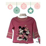 Camiseta Manga Larga Para Niña, Disney Mickey Y Minnie Mouse