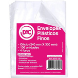 Saco Plastico Envelope 24x33 0,06 A4 Ofício C/4furos C/100un