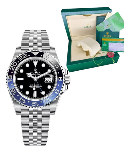 Relógio Rolex Gmt Batman Eta Super Clo Pulseira Jubileu