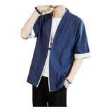 Chaqueta Kimono De Manga Corta Para Hombre