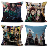 4 Paquete De Fundas De Almohada De Anime 18x18 Pulgadas...