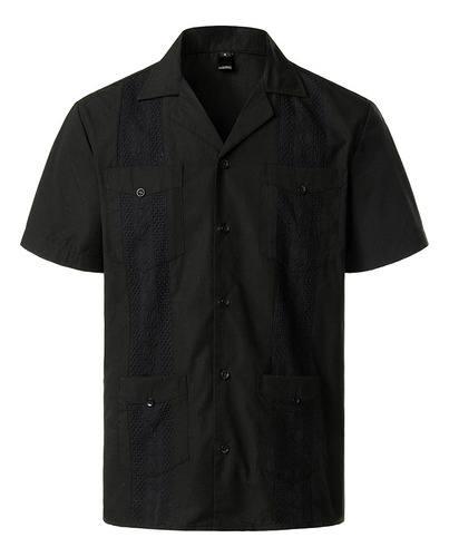 Playera Guayabera Cubana Para Hombre Manga Corta Informal