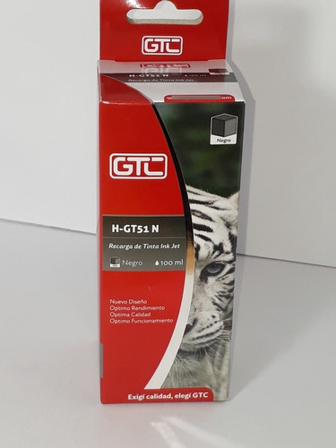 Botella Gtc P/ Hp 100 Ml Negro Recarga Gt51 Negro