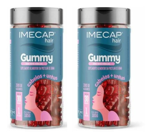 Kit Imecap Hair Gummy Cabelos + Unhas C/ 60 Gomas