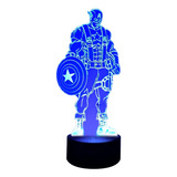 Capitán América Lampara Velador Ilusion 3d