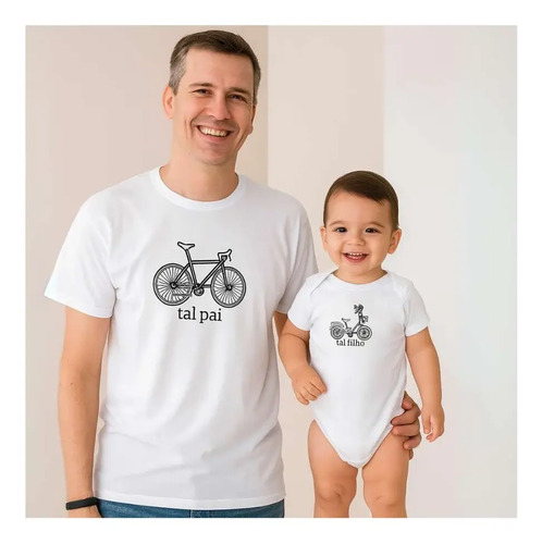 Kit Body Camiseta Tal Pai Mãe Filho  Bicicleta 100% Algodão | MercadoLivre