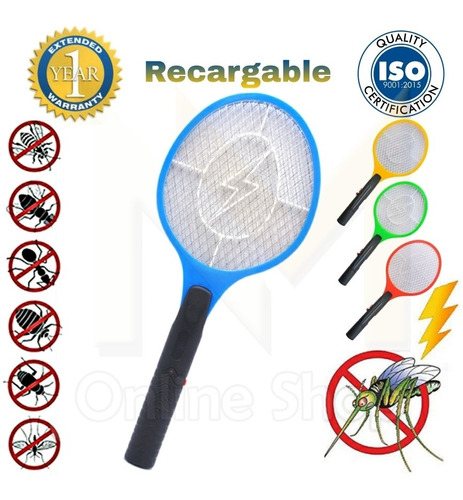 Raqueta Mata Moscas E Insectos Eléctrica Recargable 220v