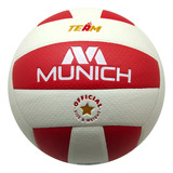 Pelota De Voley Munich Team Con Costura Laminated! Color Blanco-rojo