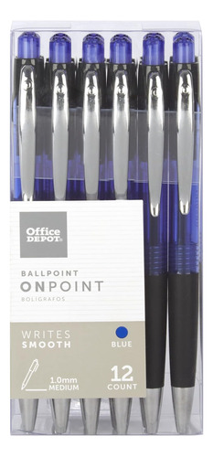 Lapiceras Office Depot Set De Bolígrafos, 12 U, Color Azul