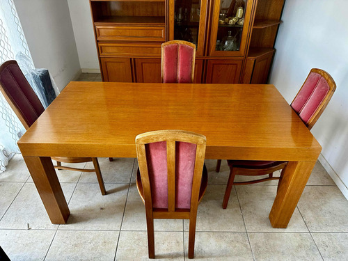 Mesa De Comedor + 4 Sillas Respaldo Tapizado, Todo Roble!!!