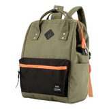 Mochila Okta 9003 Usb Facultad Con Division Para Notebook. Color Verde Musgo