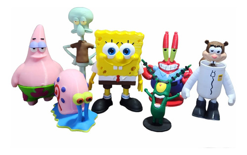 7 Personajes Bob Esponja Impresión 3d 10cm