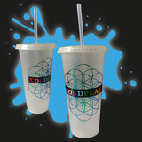 Vaso Personalizado Coldplay Grande Satarbucks Con Popote