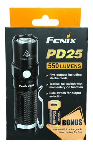 Linterna Fenix Pd25 550 Lumens Recargable Usb De Bolsillo