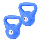 Kit Set Pack Pesa Rusas Kettlebell Plástica 12 Y14kg Fitness