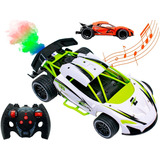 Auto A Radio Control Remoto Efecto Humo Luz Rgb Sonidos Color Blanco Y Verde Personaje Luces Rbg