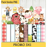 Kit Imprimible 3x1 Animales Granja Papel Imagen Fondos #2015