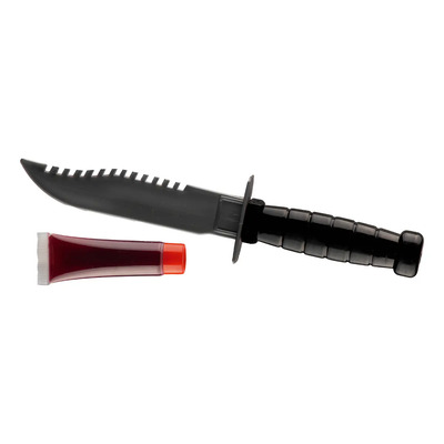 Cuchillo Plástico Sangre Falsa Utilería Disfraz Halloween