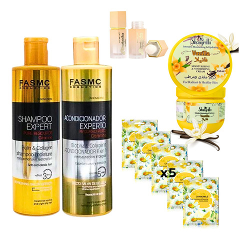 Kit Amarillo Mamá/valentín Shampoo/crema/mascarillas/ilumin