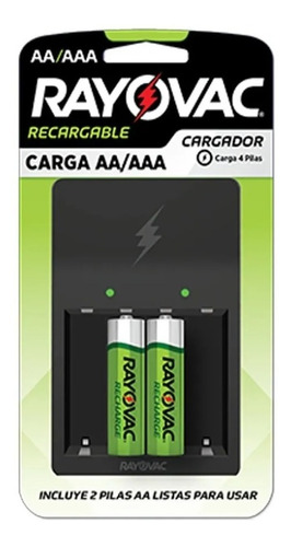 Cargador Rayovac Para 4 Pilas Aa/aaa + 2 Pilas Aa Recargable