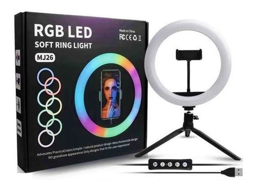 Ring Light Iluminador Rgb 26cm 10 Polegadas Mj26 +tripé 2,1m