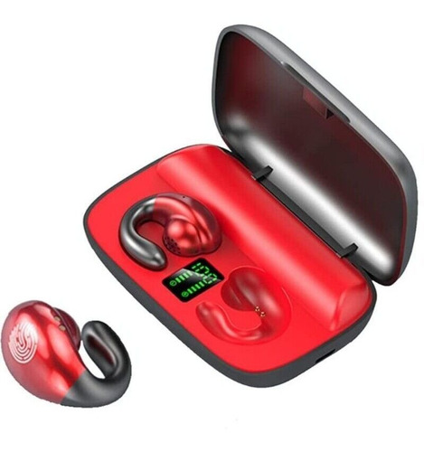 Inalámbrico Bluetooth Clip De Oreja Audífono-rojo
